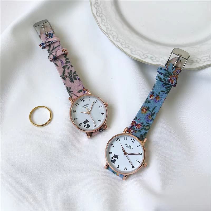 ✅ COD KUMA Jam Tangan Wanita Quartz Strap Pu Bunga Analog Motif Ikan Fashion Wanita Korean Import