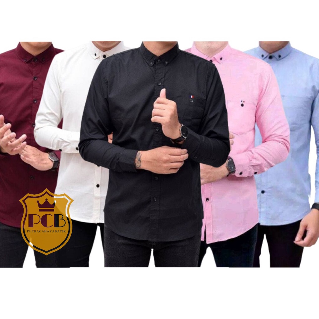 Kemeja Pria Lengan Panjang polos slimfit / HEM Distro Polos | Topmen | Baju Grosir Atasan Kantor Kerja Dewasa