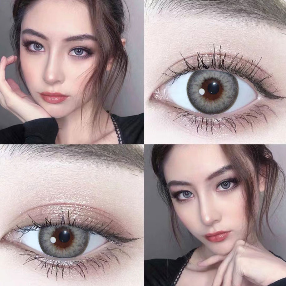 SOFTLENS EYESHARE NEW NORMAL / KPOP BIG EYES 14.2MM 2PCS BIG EYE YUCCA GRAY BROWN