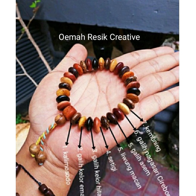 Gelang kombinasi gelang kayu pipih kombinasi 8 kayu 8mm