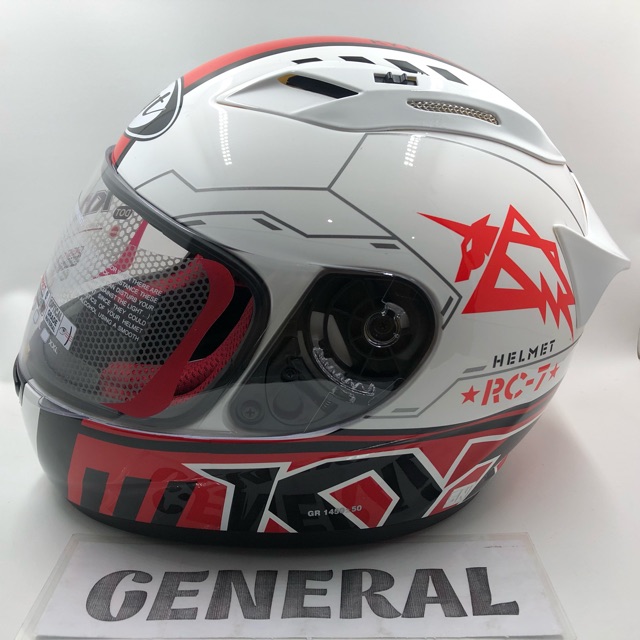 Helm KYT RC 7 RC Seven #11 White Black Red Putih Hitam Merah Full Face
