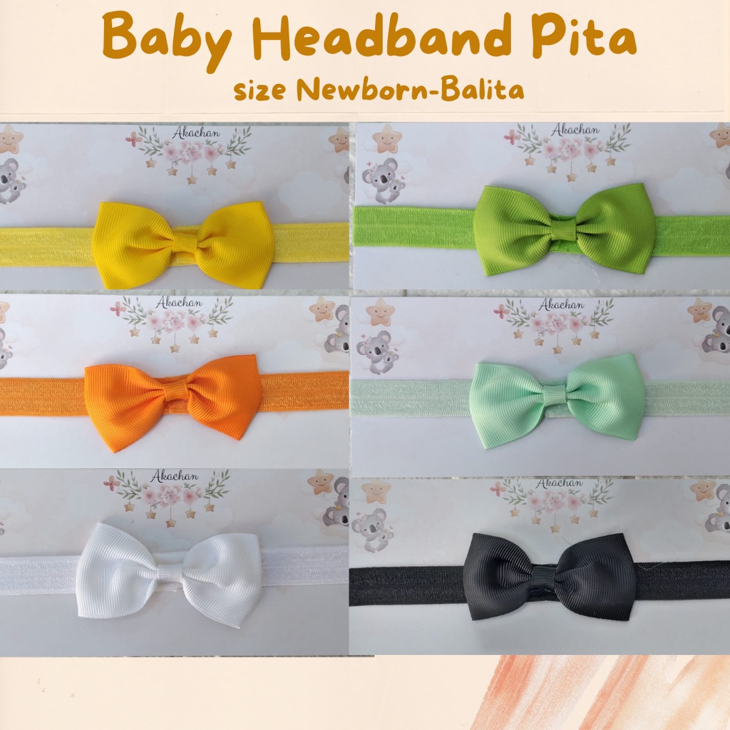 Ikat Kepala Pita Bayi Bandana Bando Aksesoris Kepala Newborn Balita Warna Polos Baby Ecer head band headband