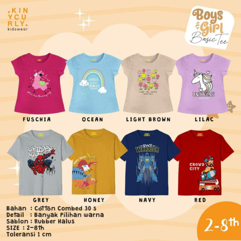 Kinycurly Boys n Girl 2-8Th/Kaos anak kinycurly