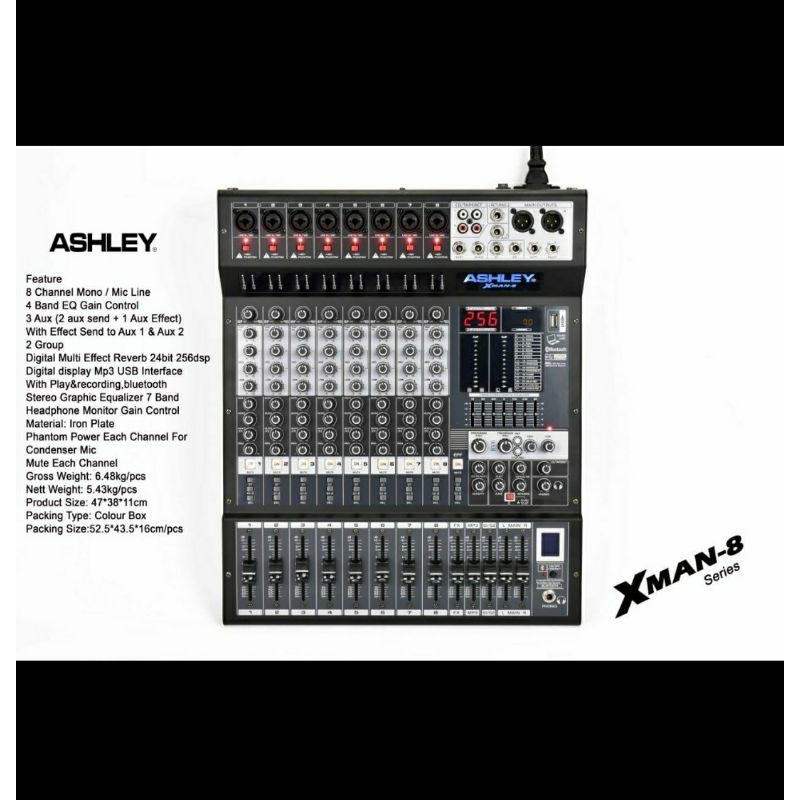 mixer audio ashley x-man 8 Xman8 8ch usb bluetooth soundcard