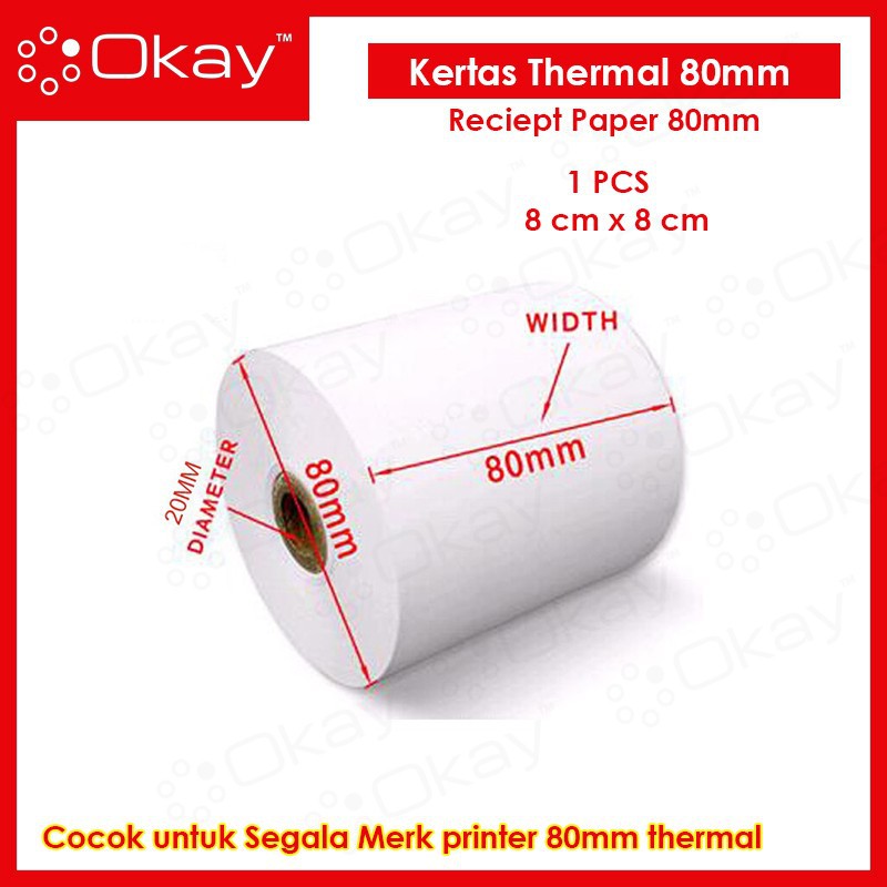 

Kertas Thermal Kasir Struk Paper Roll 80x80 mm POS Receipt Printer