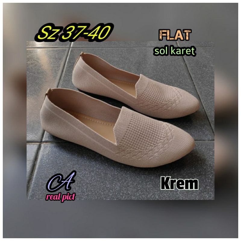 Flat Shoes Wanita Bahan Rajut