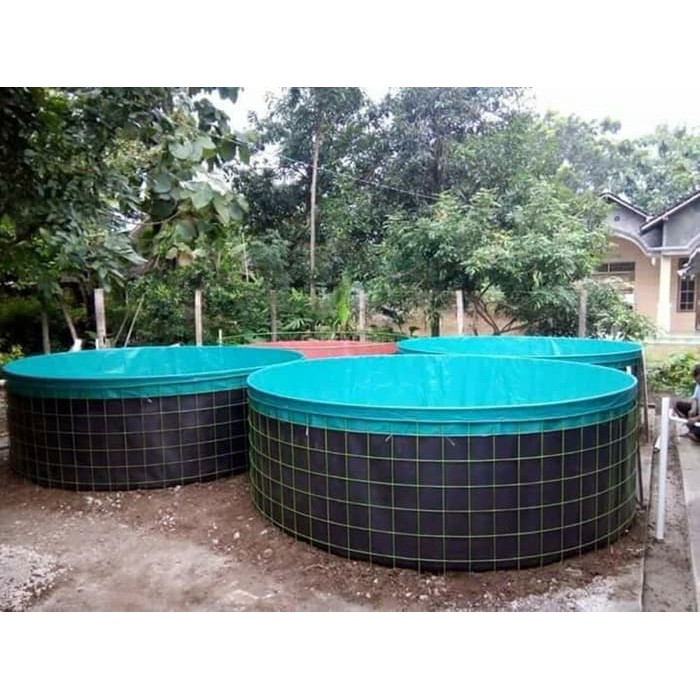  Kolam  Terpal  Bundar  FULLSET Semi Karet Diameter 1 Meter 