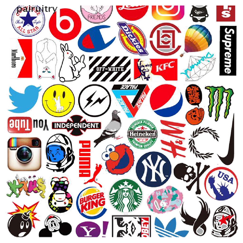 Prt 58Pcs Stiker LOGO Untuk Skateboard / Laptop / Koper / Gitar / Sepeda / Mobil PRT