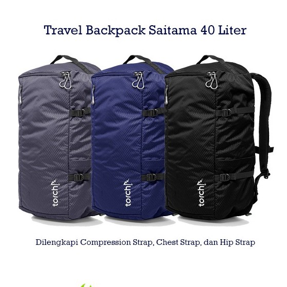Torch Tas Ransel Saitama Travel Backpack 40L Tas Travelling Anti Air