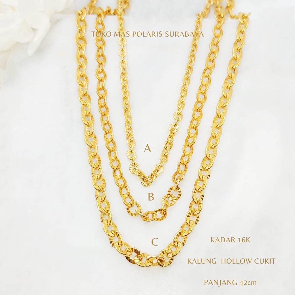 Kalung Hollow Nuri Perhiasan Emas Kuning kadar 700 16K 17K KL700|05050|43 KL6A