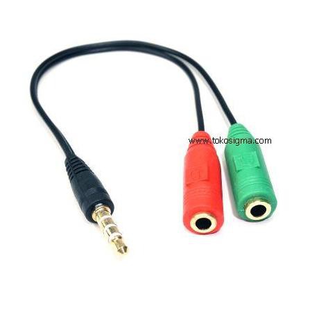 AUDIO 3.5mm SPLITTER to MIC AND HEADPHONE RED GREEN