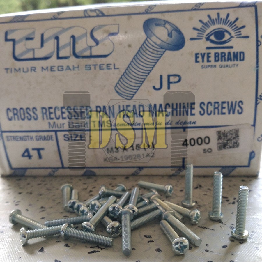 (100pcs) Galvanis Baut JP M3x15 / Machine Screw M3 Kepala Obeng Bulat