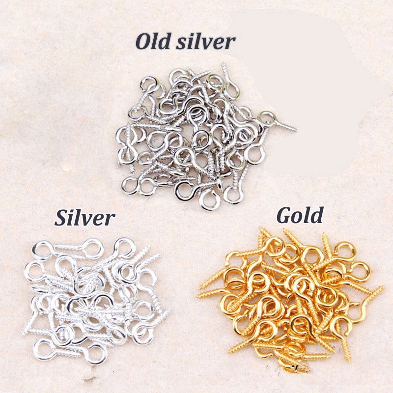 300Pcs Mini Screw Eye Pins for Jewelry Making Pearl Beads Eyepins Hooks Eyelets Screw Clasps Hooks for Pendant