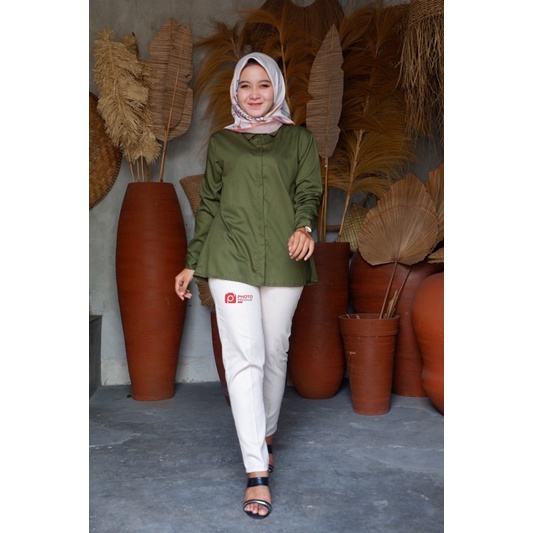 Kemeja Toyobo jumbo/kemeja basic polos Ld 110cm Ld 120 cm-Jumbo army