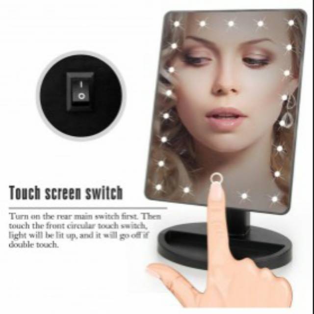 Kaca Cermin Makeup Mirror 22 LED Light - Black