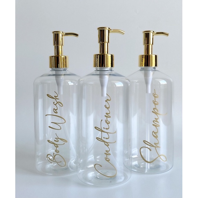 botol BENING 24 500ml GOLD CHIC LUXURY . aesthetic bottle minimalist refill organizer tempat sabun cair pump estetik