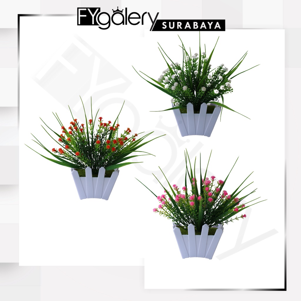 FYGALERYSURABAYA PT53 Pot Tanaman Hias Bunga Hias Plastik Ornamen Pot Bongsai Artificial Flower Decoration