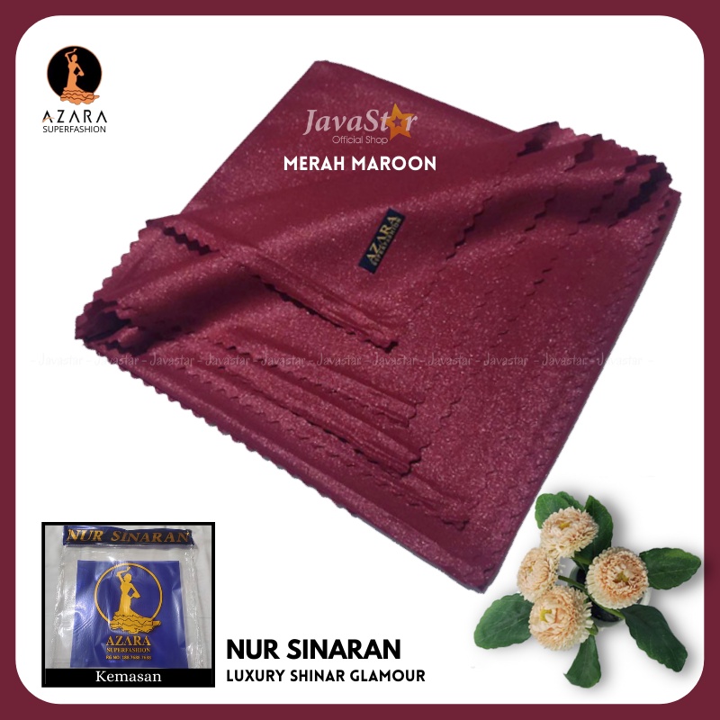 (GROSIR COD) Jilbab Azara luxury NUR sinar glamour Laser Cut kerudung hijab segiempat glowing-Merah Maroon