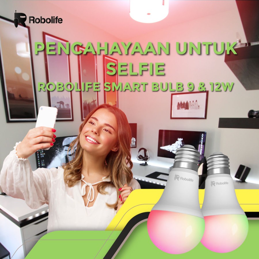 Robolife Smart LED Bulb 9W RGB+CCT+Dimming Lampu Pintar LED