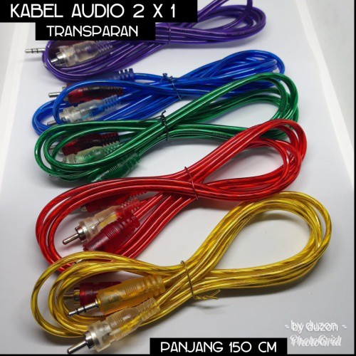 KABEL AUX 2IN1 KABEL RCA AUX 2X1METER TEBAL Mini Stereo Male 3.5mM