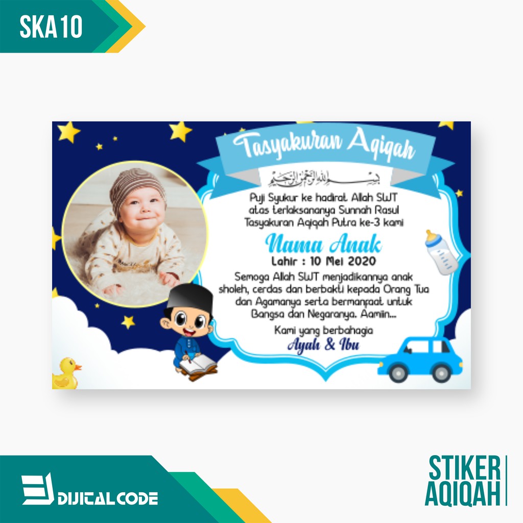 

SKA10 Stiker Label Syukuran Aqiqah Kelahiran Anak