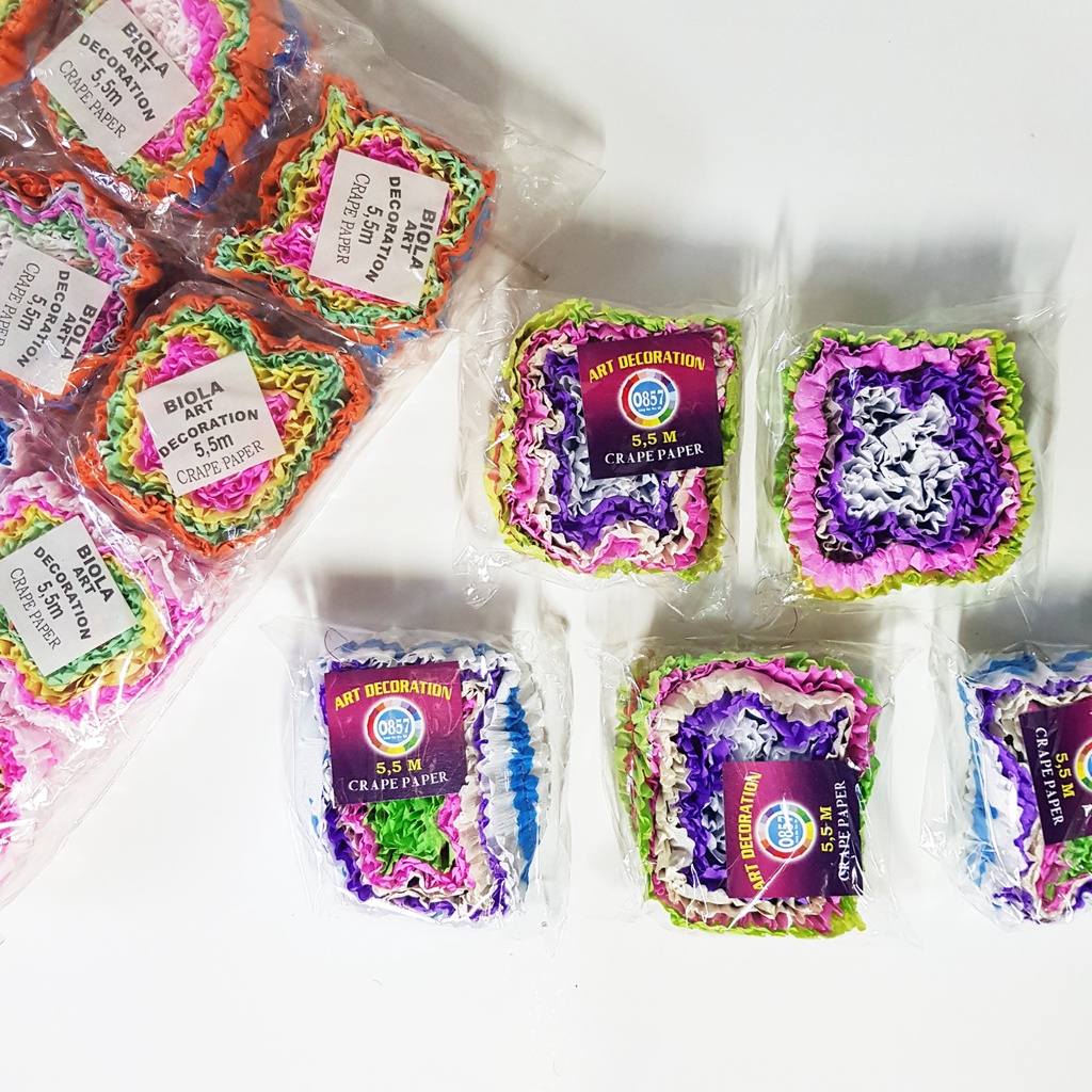 [1 bks] OKB Kertas Krep Babat Crepe Potong Jahit Warna-Warni Dekorasi Pesta Ulang Tahun Kado