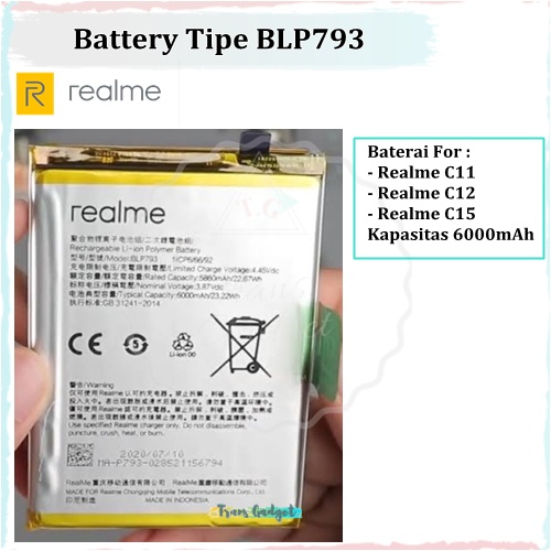 Baterai Battery Batre Realme C11 C12 C15 BLP793 Batre Realmi C11 Realme C12 Rilmi C15 Blp793 Batu Ba