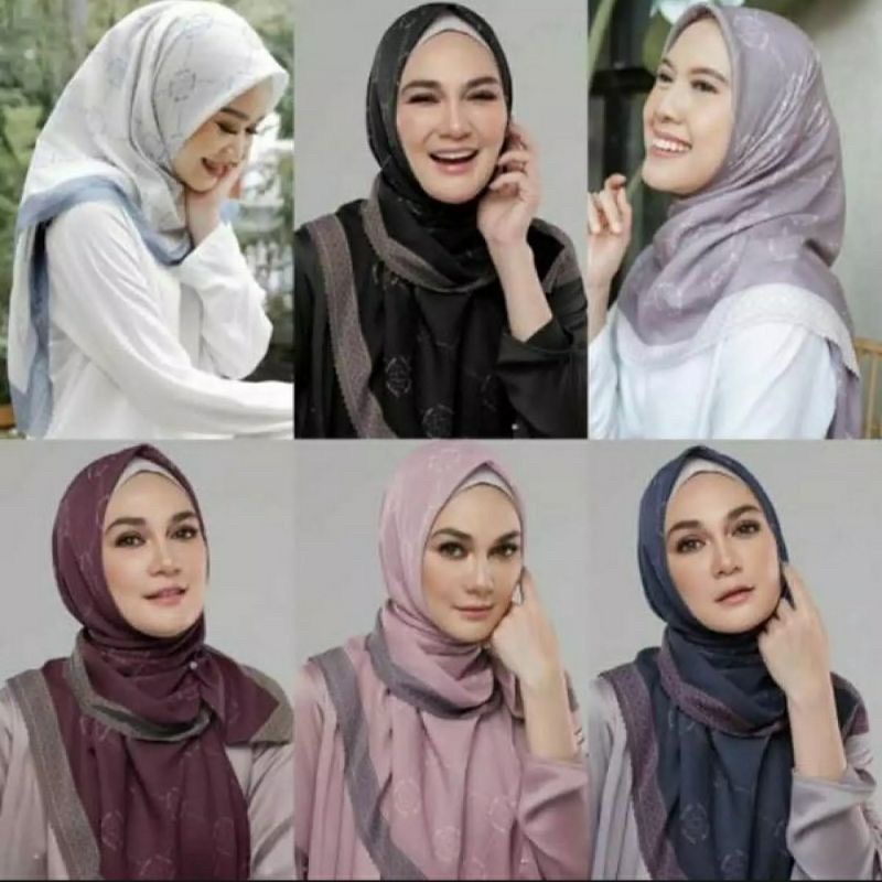 Hijab denay segi empat Voal motif LUNA series