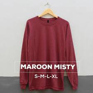 Kaos Lengan Panjang Karet Polos  Maroon  Bahan Cotton  Combed  