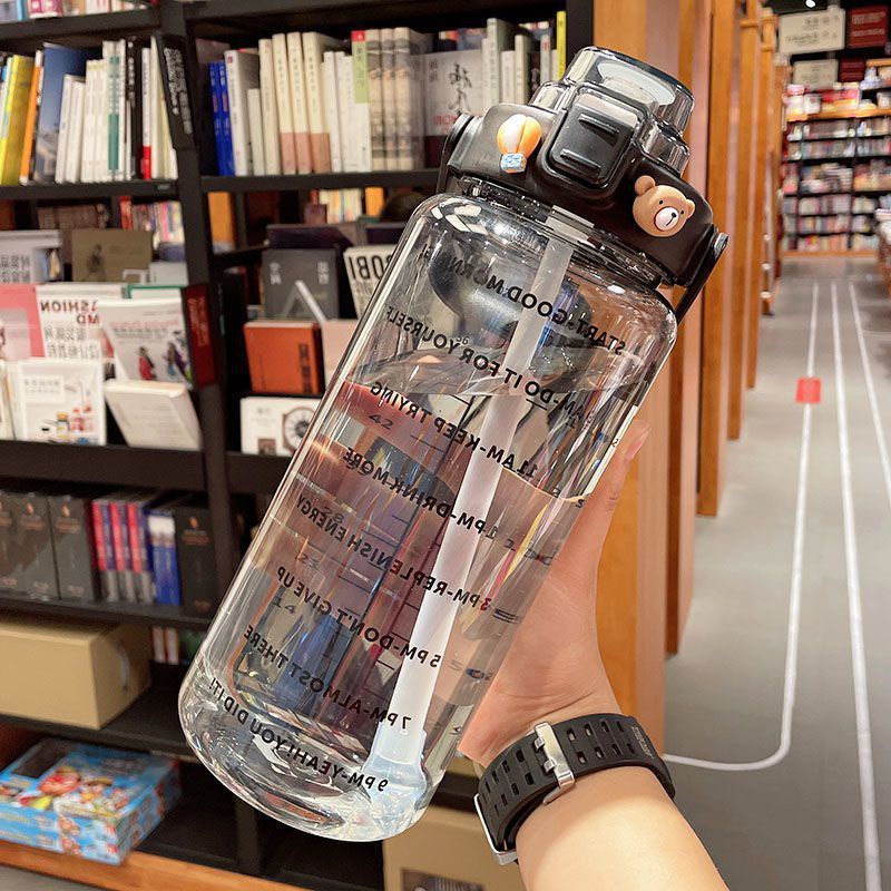 BOTOL MINUM 2000ML BENING FREE STICKER 2+3DBotol motivasi Transparan Bening 2 Liter - Botol Minum Vi