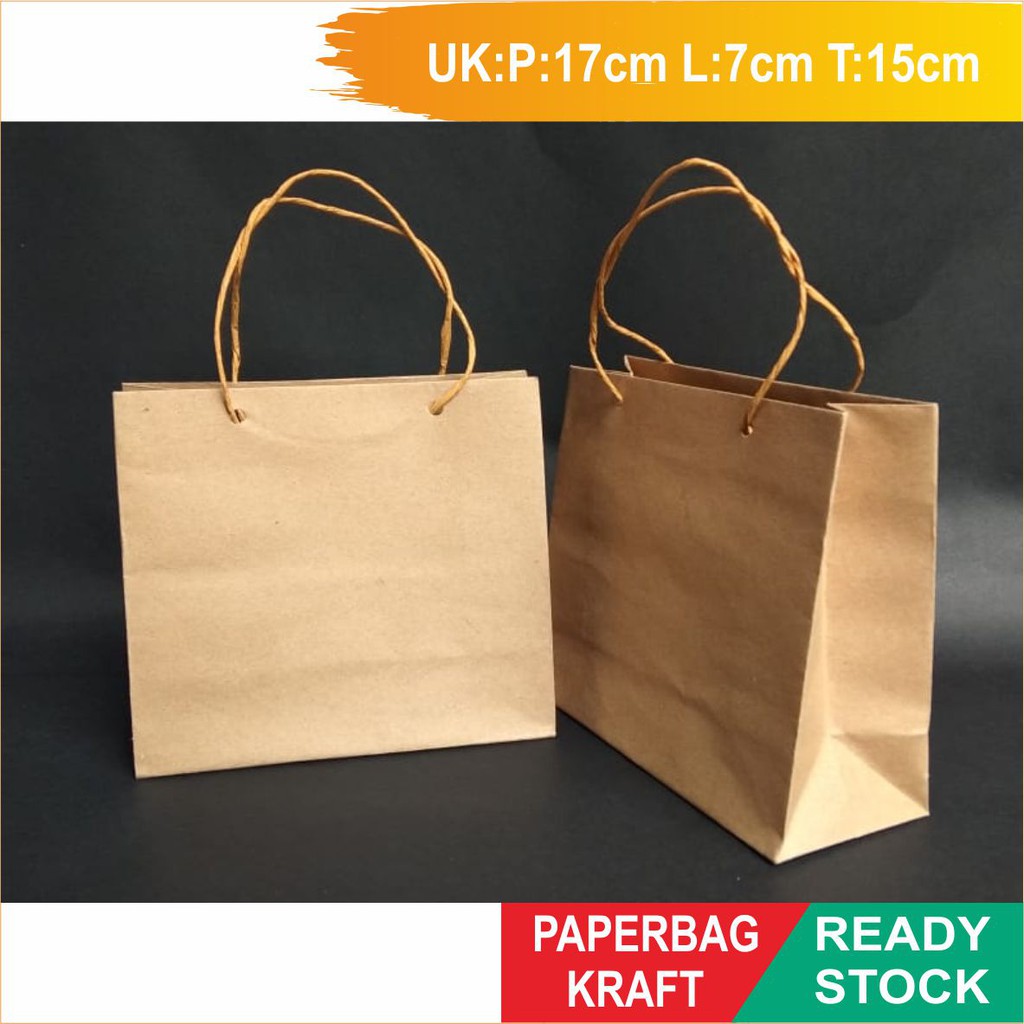 

Paper Bag Polos Warna Coklat Bahan Kraft Uk P17 L7 T15cm ISI 10 PCS