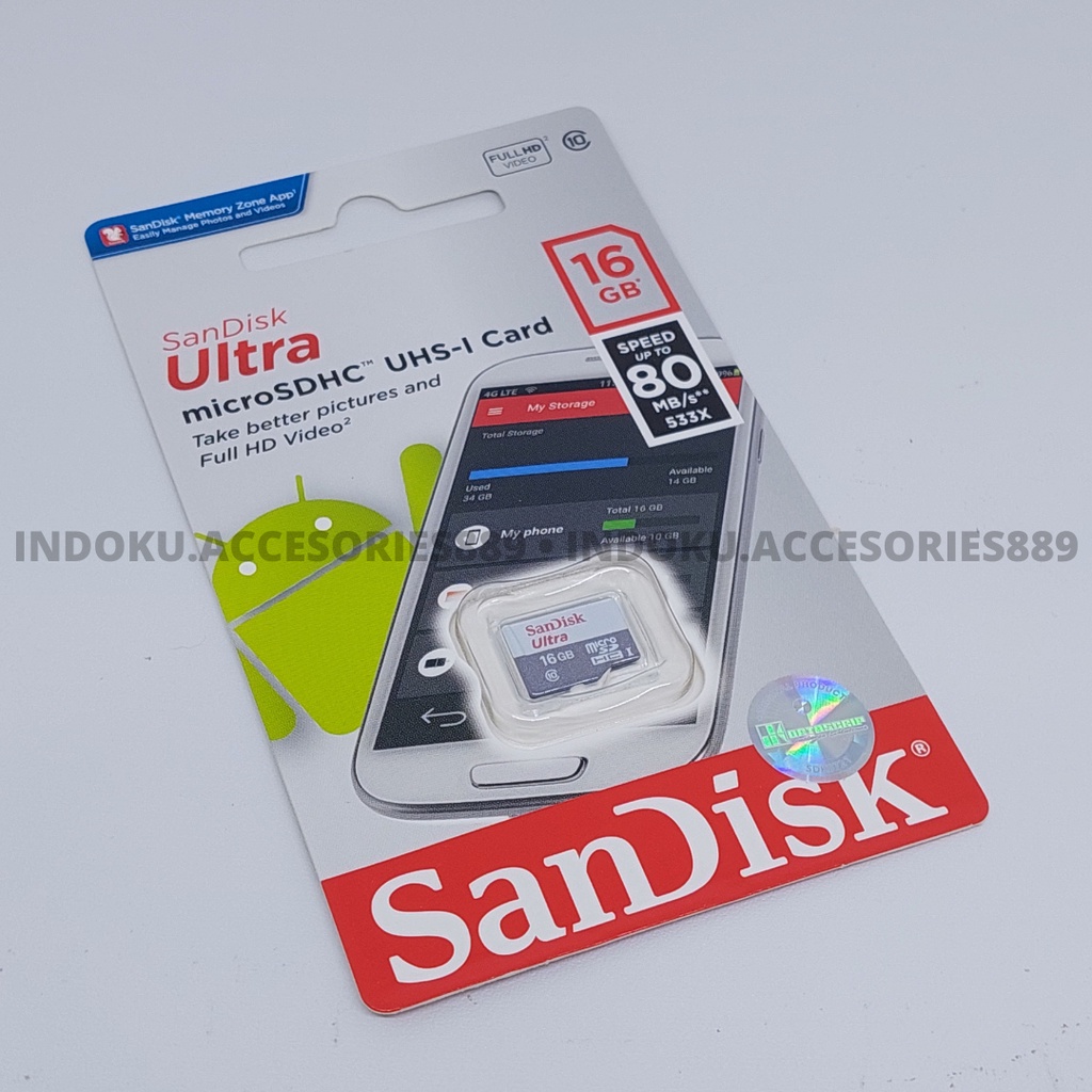 Memory Sandisk Ultra MicroSDHC 16GB ORIGINAL 100%