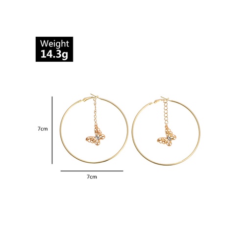 LRC Anting Tusuk Fashion Golden Dripping Butterfly Alloy Earrings With Diamonds K37035