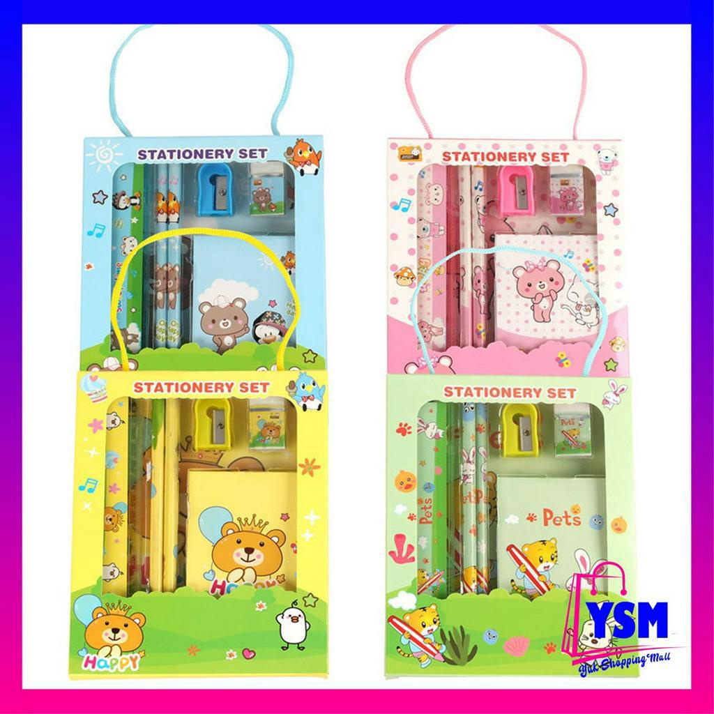 

YSM Alat Tulis Set 6IN1 Stationery Set Lucu Karakter 6 IN 1 Set Perlengkapan Pensil Penggaris Buku Penghapus Sekolah Anak-Anak TK Box Tali Sourvenir Ulang Tahun Murah t