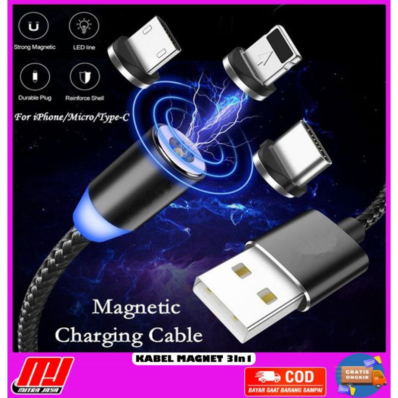 Kabel 3 in 1 Magnetic Rotary 360 2.4A Fast Charge