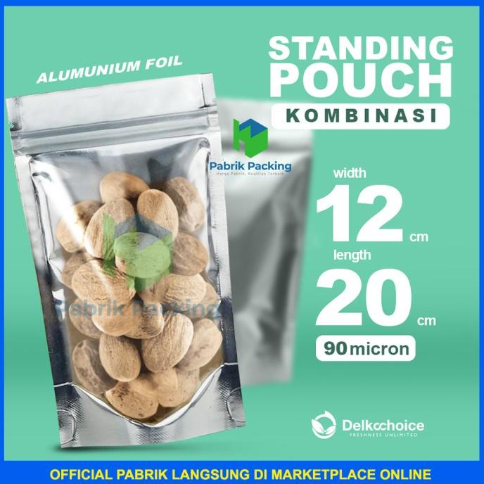 STANDING POUCH ALUMUNIUM FOIL ZIPLOCK DELKOCHOICE KEMASAN SNACK 12x20