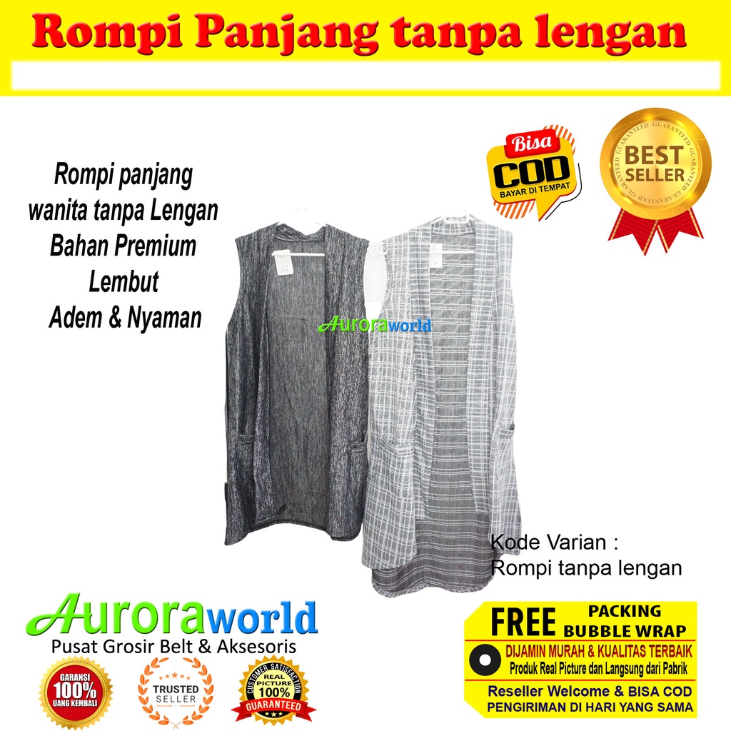 Auroraworld Outer / Rompi Tanpa lengan bahan lembut adem dan nyaman dipakai sehari hari bisa cod