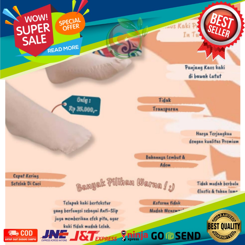 KAOS KAKI TURKI DORE ORIGINAL - KAOS KAKI RASA STOCKING, ANTI SLIP, ANTI BAKTERI, NYAMAN &amp; ELEGAN