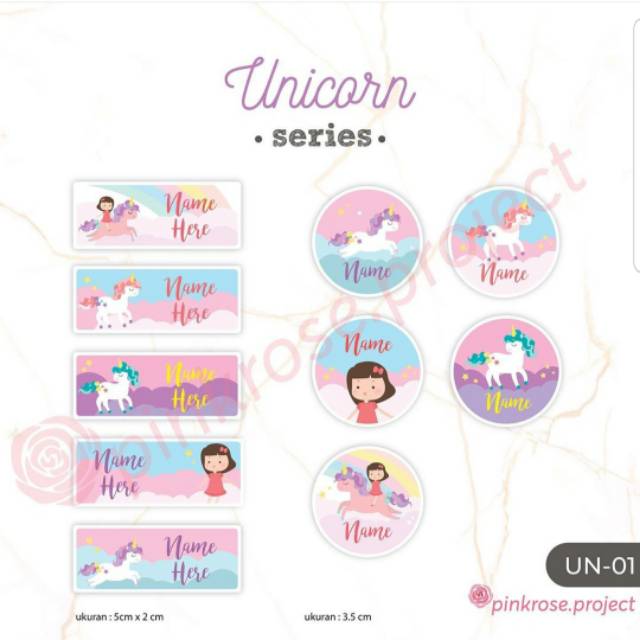 

Unicorn Sticker Label Nama Anak Waterproof 60 pcs