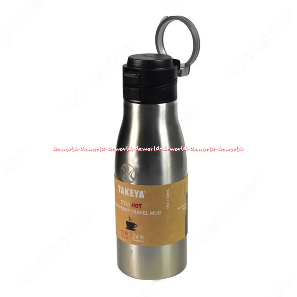 Takeya 500ml Vacuum Flash Black Botol Minum Tahan Lama Panas Dingin