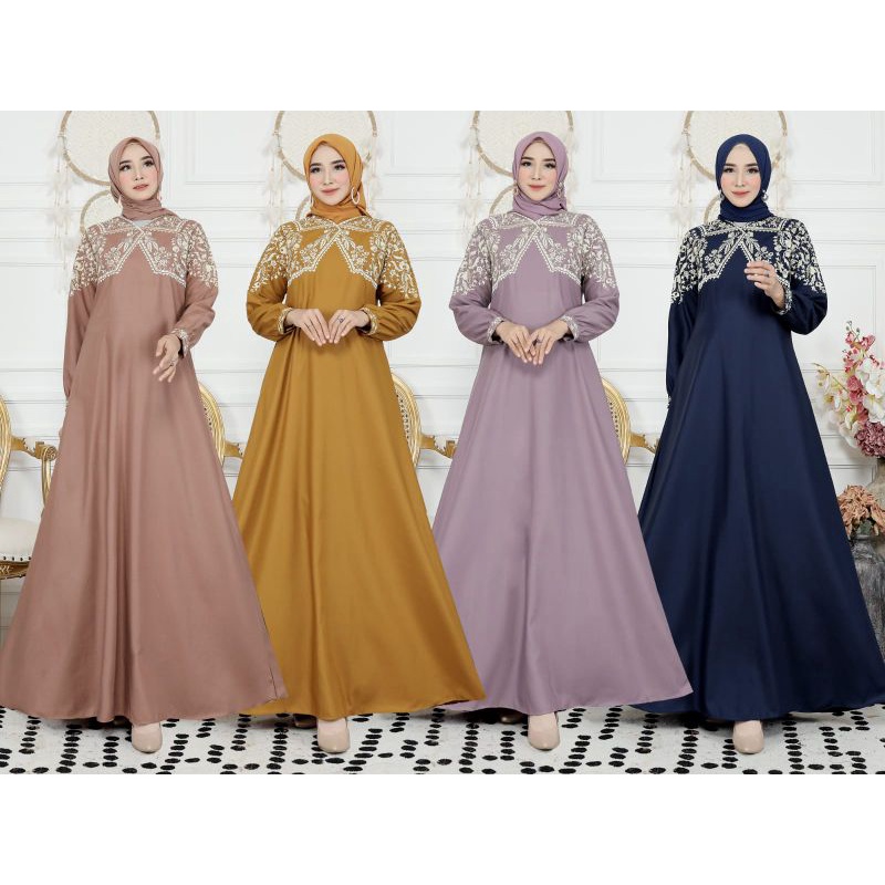 GAMIS MADINA NURBAYA BORDIR TERBARU GAMIS TOYOBO DRESS MUSLIM WANITA KEKINIAN MURAH ELEGAN ORIGINAL 
