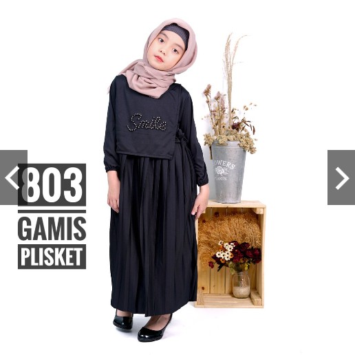 BD ANAK 803 GAMIS PEREMPUAN PLISKET POLOS MUTIARA MURAH IKAT TALI SD KECIL GROSIR MAXI PANJANG HIJAB