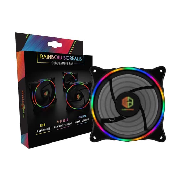 CUBE GAMING FAN RAINBOW BOREALIS - 12CM DUAL RING FAN STATIC RAINBOW