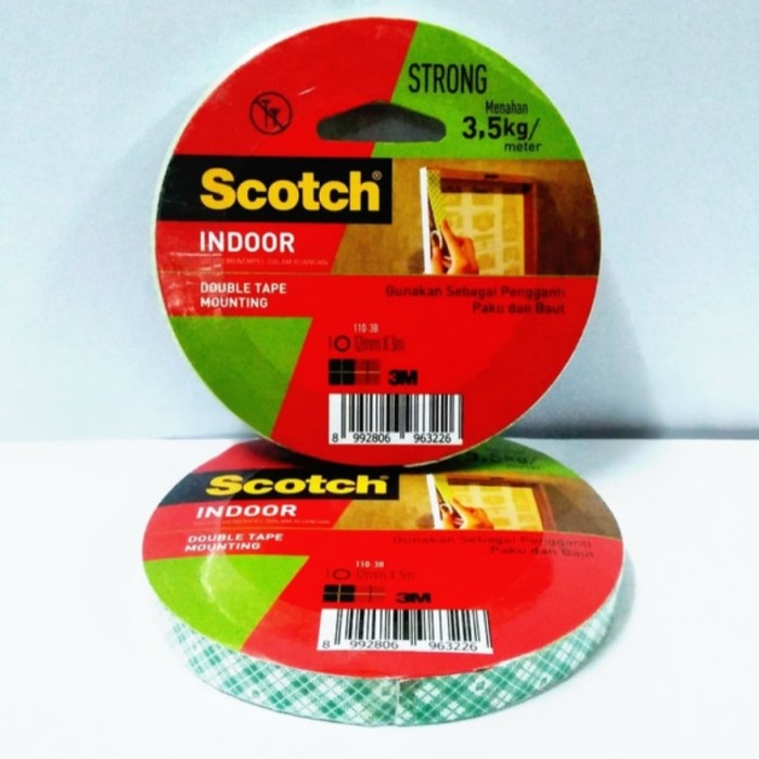 

Update Scotch Indoor Mounting Tape 12Mm X 3M - Perekat Double Tape 3,5Kg Terbatas