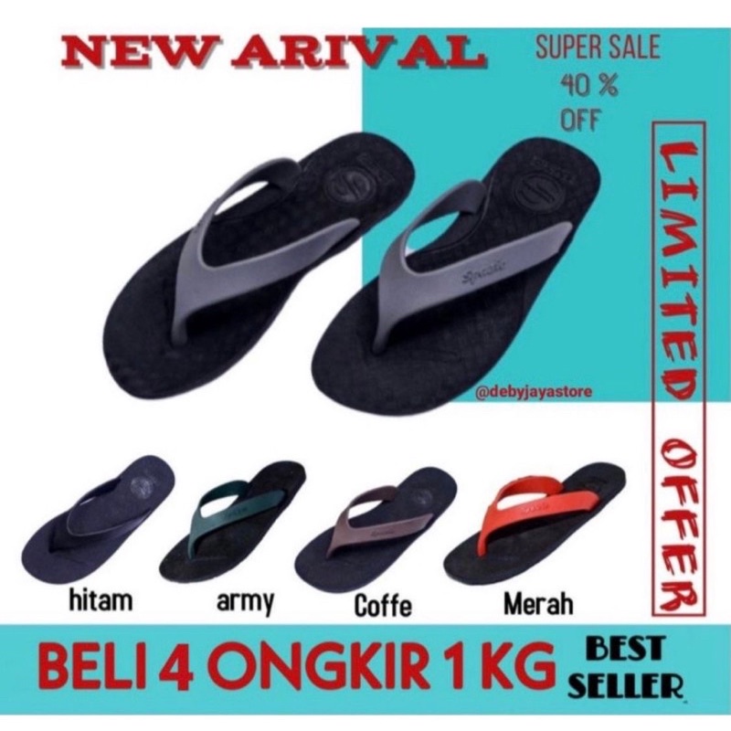 Sandal Japit Pria Wanita ~ Sandal FlipFlop Full Karet Anti Air