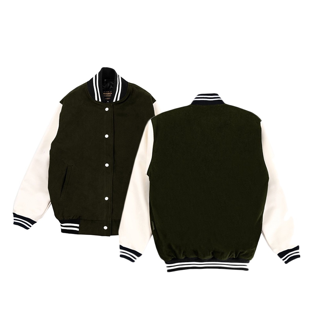 Jual ETERNALWORKS BASIC OLIVE GREEN VARSITY JACKET JAKET VARSITY