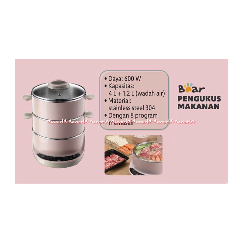 Bear Steamer Pengukus Makanan 3 Susun Alat Kukus Serbaguna Daya 4L Pemanas Makanan Food Prosessor