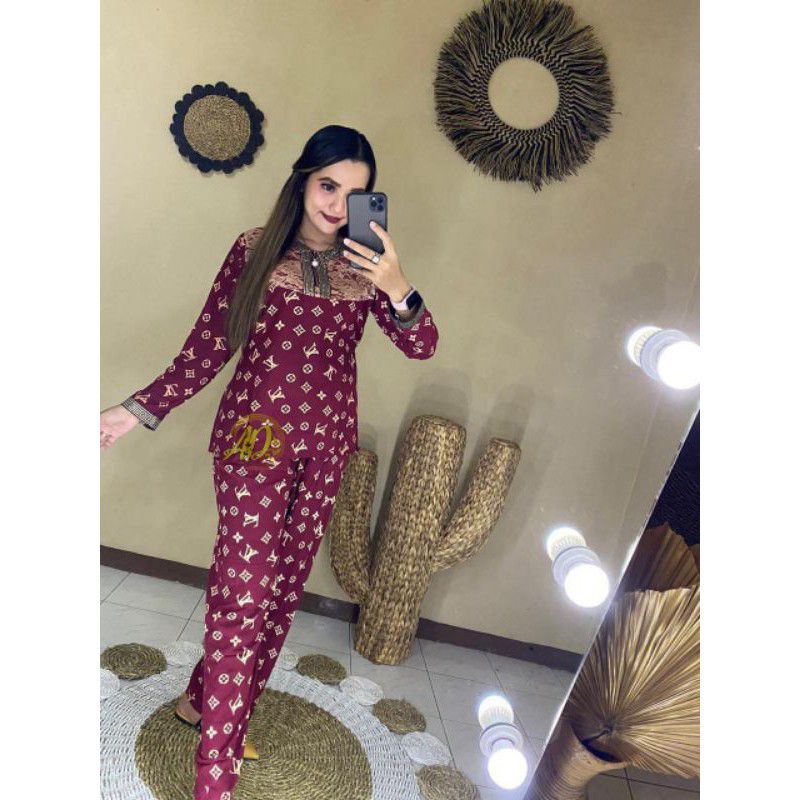 New Piyama Arab Setelan Lulu by LV / GROSIR SETELAN CP ARAB RENDA BRUKAT LV BUSUI / DASTER ARAB ORI