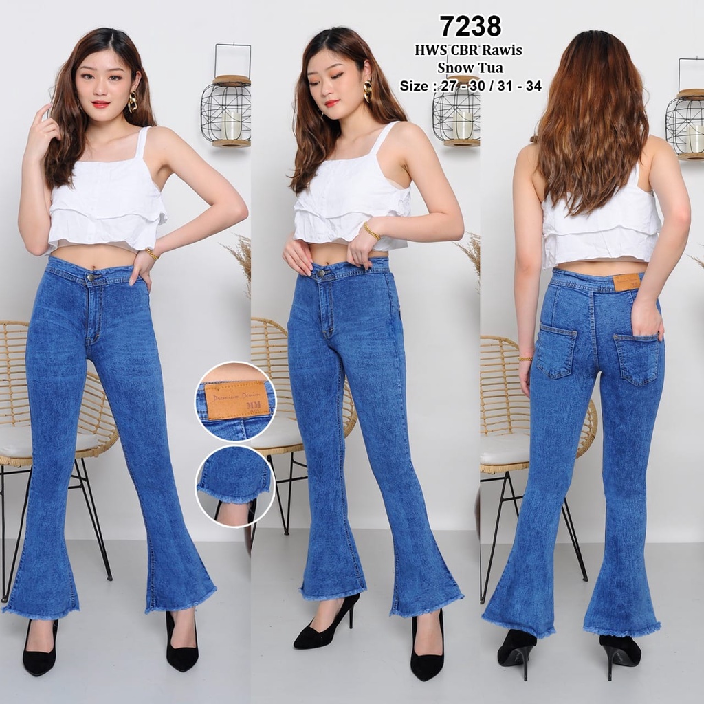 Celana Panjang Jeans Wanita Highwaist Cutbray Rawis 27-30 31-34 Bisa Bayar Ditempat(COD)