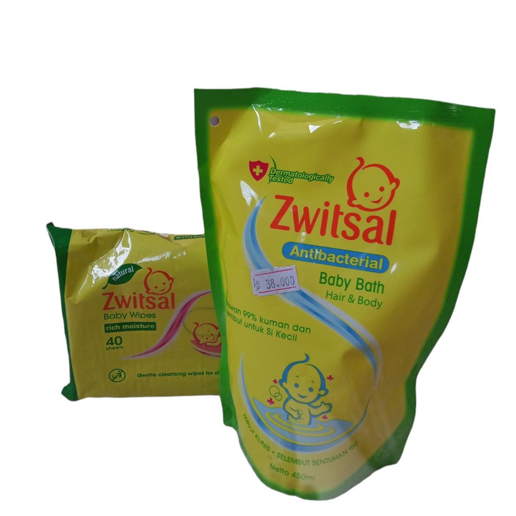 Zwitsal Antibacterial Baby Bath Hair &amp; Body Reffil 450ml